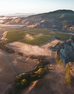 Aerial image of the hawkes bay with some low cloud