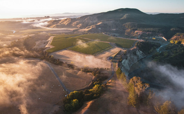 Aerial image of the hawkes bay with some low cloud