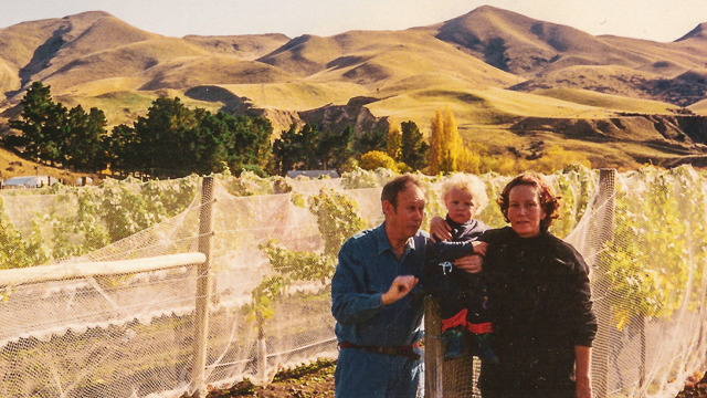 Lindsey, Jack and Vic Hill in a vineyard