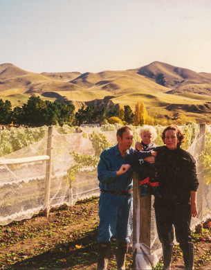 Lindsey, Jack and Vic Hill in a vineyard