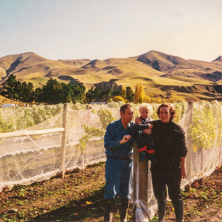 Lindsey, Jack and Vic Hill in a vineyard